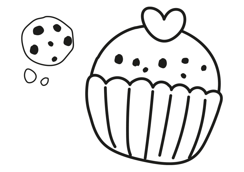 Kawaii drawing to color a cookie cake. A Kawaii cookie cake coloring page.